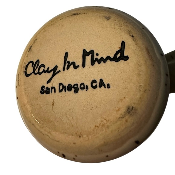 Clay In Mind Handmade Studio Art Pottery Mug Blue & Beige "Linda" Personalized - Picture 6 of 7